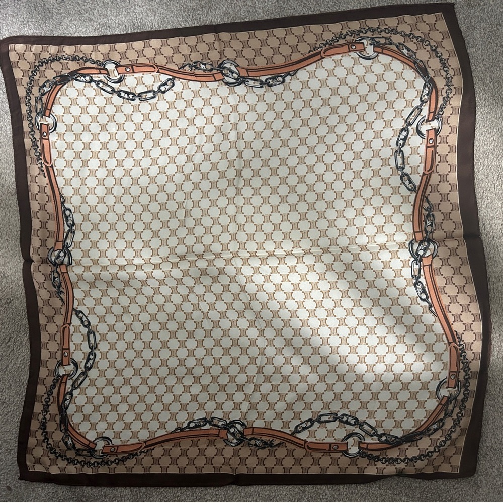 Brown and Tan Chain Print Scarf